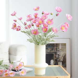 Fiore di Papavero Artificiale a Stelo Singolo, Stelo Floccato, Papavero Finto per Decorazioni Vaso Casa, Composizioni Floreali per Matrimoni e Feste, Decorazioni all'Ingrosso - Product Image 1