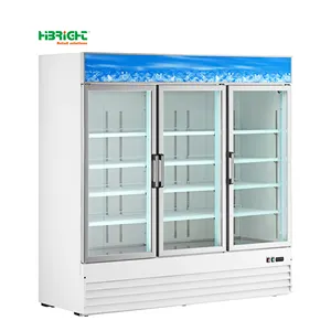 Custom Swing White Glass Door Merchandiser Refrigerator Supermarket Vertical Display Chiller with LED Lighting