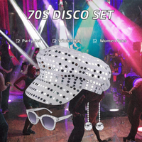 Chapeau à paillettes rétro disco des années 70 et 80, chapeau de scène vintage pour Halloween, carnaval, fête costumée, couvre-chef unisexe