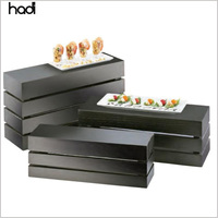 Support de présentation de nourriture en bois de sapelli unique à 4 niveaux pour buffet, élévateur de service de desserts, ustensiles de restauration HD