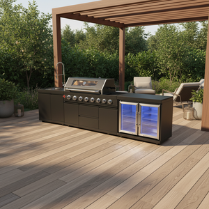 Organizador Metálico de Lujo para Isla de Barbacoa, para Exterior, Listo para Ensamblar, con Fregadero y Gabinete de Cocina - Product Image 1