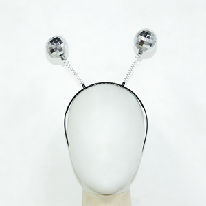 Pafu Accessoire de déguisement d'Halloween, Serre-tête Alien, Serre-tête de fête, Serre-tête antenne martienne, Serre-tête Bopper années <span class=keywords><strong>70</strong></span>, Serre-tête boule disco argentée - Product Image 4