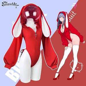 Сексуальное женское косплей-боди KORURACLUB в стиле кролика с натуральным мехом кролика и тканью добби - Product Image 2