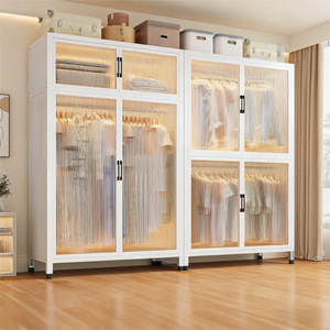 Phòng ngủ tủ quần áo armoire kim loại tủ quần áo lưu trữ tủ PC bảng mặt trời cửa phòng ngủ hiện đại thép tủ quần áo cho căn hộ - Product Image 1