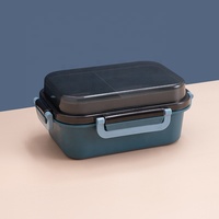 Boîte à lunch portable Icen-A04 à un seul niveau, étanche, micro-ondable, chauffable, sans BPA, avec couvercle en plastique de qualité alimentaire, écologique