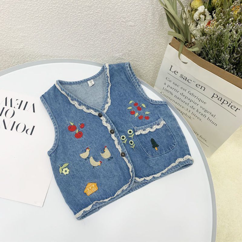 Broderie Gilet BLEU