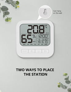 Thông minh điện tử <span class=keywords><strong>mini</strong></span> Đồng hồ treo tường kỹ thuật số bảng Nhiệt kế lịch đồng hồ báo thức kép - Product Image 4