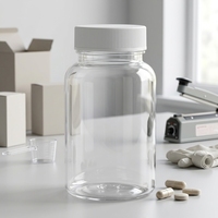 Flacon en plastique transparent pour comprimés et gélules avec bouchon à vis