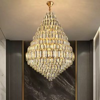 Lustres en cristal de luxe modernes, grandes suspensions pour plafonds hauts, hauteur réglable pour villas, escaliers, hôtels