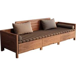 Walnut Wood Solid Wood Daybed <b>Storage</b> <b>Sofa</b> <b>Bed</b> For Living Room Study Modern Minimalist Design - Product Image 5