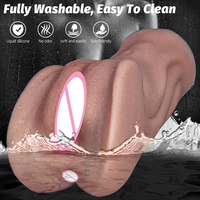 Bestseller Realistische Taschenvagina Männlicher Masturbator mit Doppelkanal Lebensechter Silikon Anal- und Vaginalmasturbator für Männer