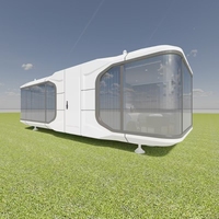 Maison capsule spatiale modulaire en acier de luxe à double cabine, entièrement meublée, futuriste, préfabriquée, maison mobile intelligente, chambre à coucher