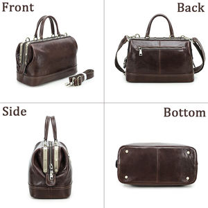 กระเป๋าหมอสไตล์วินเทจสำหรับผู้หญิง กระเป๋าถือขนาดใหญ่พร้อมโครงโลหะ หนังแท้คุณภาพสูง กระเป๋าสะพายข้างสำหรับผู้หญิง - Product Image 4