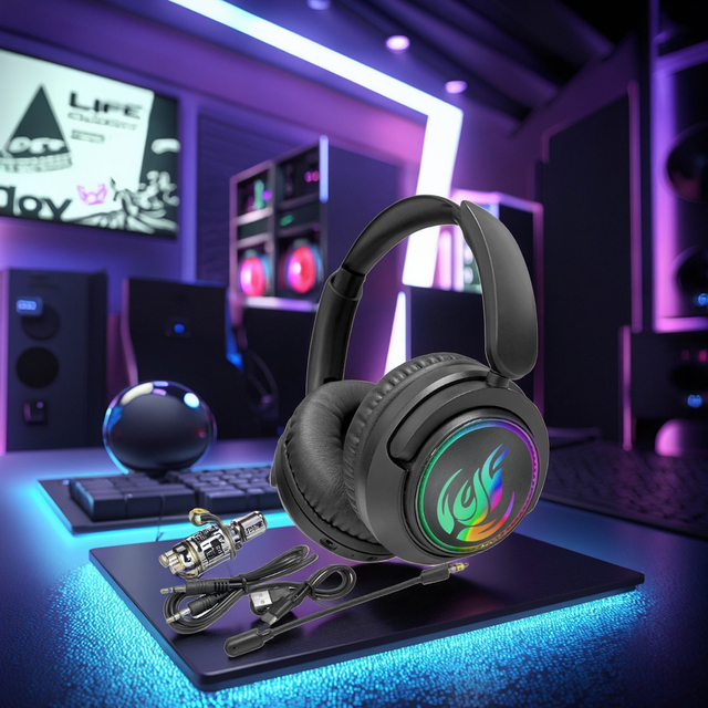 Professional 2.4GHz Wireless Gaming Headset Over-Ear Noise Cancelling Headphones with Low Latency for Gamers