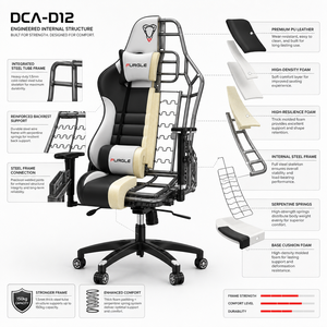 Sedia da <span class=keywords><strong>Gaming</strong></span> con Base con Capacità di Carico Statico di 1136kg, Carico Massimo 150kg, Sedia da Corsa in Pelle PU per Esports e <span class=keywords><strong>Gaming</strong></span> - Product Image 4