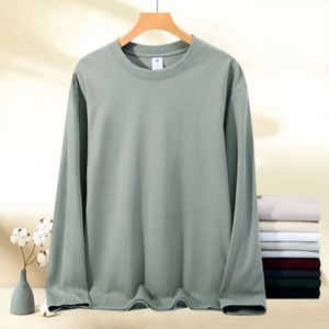 230 Gsm Long Sleeve 100 Percent Round Neck High Quality Unisex Combed Cotton T <b>Shirt</b> Wholesale Blank Apparel - Product Image 1