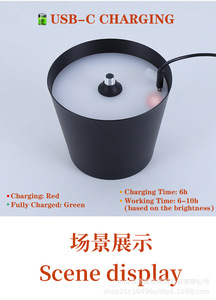โคมไฟตั้งโต๊ะไร้สายแบบสัมผัส ปรับความสว่างได้ 3 สี ชาร์จ USB ได้ ขาตั้งสูง วัสดุโลหะ พกพาสะดวก ขายดี MOQ ต่ำ - Product Image 4