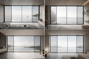 Porte patio coulissante panoramique <span class=keywords><strong>à</strong></span> cadre fin en aluminium premium <span class=keywords><strong>à</strong></span> rupture de pont thermique, double vitrage, style postmoderne, luxe, pour extérieur d'hôtel, grande taille - Product Image 4