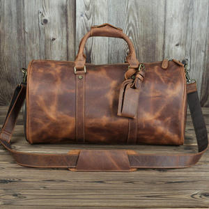 Sac de voyage pour homme en cuir Crazy Horse rétro Andong, en cuir de vache véritable, grande capacité, sac à chaussures, sac de sport, sac bandoulière, sac de voyage - Product Image 2