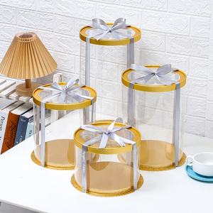 Высокое качество белый круглый торт подарочные коробки прозрачный высокий свадебный торт упаковочная коробка прозрачная крышка - Product Image 6