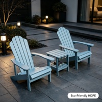 Ensemble de chaises de jardin confortables et imperméables en HDPE léger et durable avec table d'appoint, chaises Adirondack pour terrasse, balcon, piscine