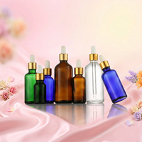 Flacon d'Huile Essentielle Transparent, Blanc Mat, Noir Givré, Ambré 5ml 10ml 15ml 20ml avec Compte-Gouttes en Verre et Pipette Dorée