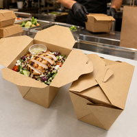 PE Coated Kraft Paper Food Box Fold-Top Noodle Container Leak-Proof Takeout Box for Restaurant Catering Paper Bowl