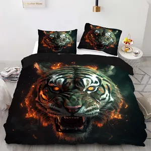 OEM customize Digital Printed 3D Animal tiger Comforter cover Set Bed Bedding Set