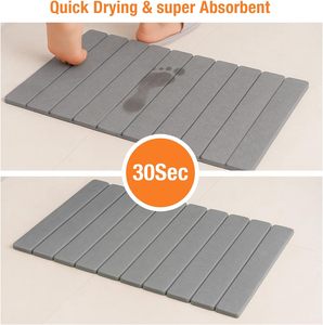 Tapis de bain pliable en pierre de diatomite gris foncé, tapis de séchage de vaisselle en forme de pierre, tapis de bain pliable pour la maison - Product Image 5