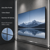 Mur vidéo LCD ultra-fin de 55 pouces avec cadre de 1,8 mm, écran HD sans soudure pour salle d'exposition, bureau, hall d'entrée