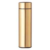 Bouteille d'eau isotherme moderne minimaliste noire mate en acier inoxydable à double paroi, gourde de voyage, tasse à café
