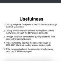 Détecteur de pannes de connecteurs SOFIX S-UEM3 PRO, outil de réparation de carte mère pour l'écriture de données ROM Macbook 2016-2025 T1-T4 M1-M4