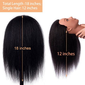 100% cabeza de Maniquí de <span class=keywords><strong>pelo</strong></span> Real <span class=keywords><strong>muñeca</strong></span> de cosmetología 18-22 <span class=keywords><strong>Afro</strong></span> esponjoso rizado recto texturizado cosmetología escuela de belleza - Product Image 3