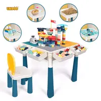 UKBOO Big City DIY Activity Birthday Table Decoration Blocks Big Block Baseplate Building Block Play Table with Storage