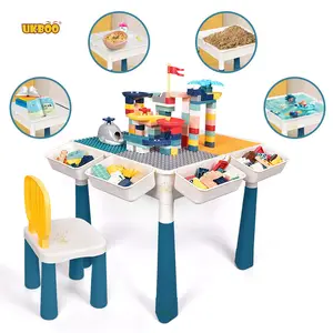 ילד לגו שולחן Suppliers-UKBOO גדול עיר Diy פעילות יום הולדת שולחן קישוט בלוקים גדול בלוק Baseplate בניין בלוק לשחק שולחן עם אחסון