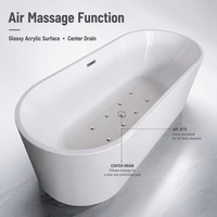 Baignoire à remous ovale de 55 pouces 59 pouces avec jets d'air blancs et poignée pour adultes, utilisation à domicile, salle de bain, baignoire de massage, piscine