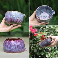 En stock – Ensemble Matcha Japonais 7 pièces fait main avec glaçure cristalline violette – Kit de cérémonie du thé Matcha pour la préparation traditionnelle et occasionnelle du thé
