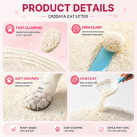 Litière pour chat en manioc, litière agglomérante pour chat, à base de plantes, biodégradable, naturelle, faible teneur en poussière, contrôle des odeurs, agglomération rapide