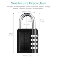 4 cadenas à bagages numérique combinaison acier/alliage de Zinc, compartiment à bagages