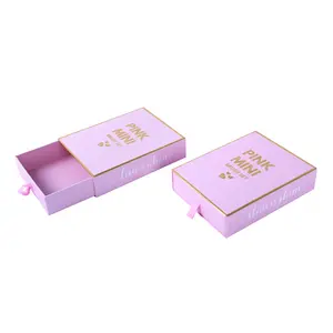 Emballage de mini boîte à bijoux rose d'empreinte digitale avec logo Boîte à bijoux en papier de Noël de luxe personnalisée