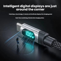 Câble de charge numérique 240W avec affichage, tressé, indicateur de puissance, cordon de charge rapide, transfert de données haute puissance, A/C vers C/L