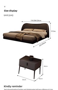 <span class=keywords><strong>Cama</strong></span> Flotante de Cuero Genuino de Estilo Italiano Minimalista Moderno y de Lujo Ligero, <span class=keywords><strong>Cama</strong></span> Matrimonial y de Tamaño Doble, <span class=keywords><strong>Cama</strong></span> de Boda de Lujo, Nuevo Diseño - Product Image 2