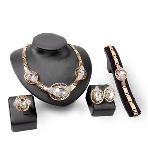 Conjuntos de Joias Clássicas Femininas em Liga de Moda Luxuosa, Banho de Ouro 18K Saudita, Cristal Azul Grande Indiano, Aniversário, Noiva Africana - Product Image 6