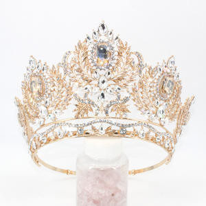 Grande <span class=keywords><strong>couronne</strong></span> de princesse élégante et colorée en strass, réglable, pour concours de beauté pour adolescentes, anniversaires, mariages - Product Image 6