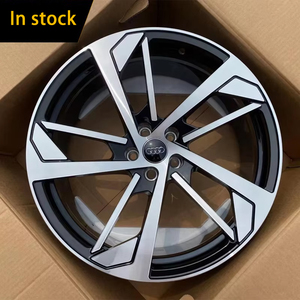 Jantes forgées en stock 18 19 20 21 pouces Noir brillant avec accents rouges 5x112 66,6 mm pour <span class=keywords><strong>Audi</strong></span> RS3 RS5 RS6 RS7 A3 A4 A5 A6 A7 - Product Image 1