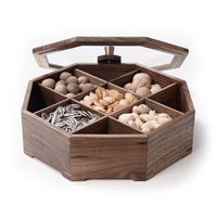 Multifunctionele Walnoot Houten Opbergdoos Met Deksel Voor Snoep, Droog Fruit En Noten, Decoratief Dienblad In Geschenkstijl