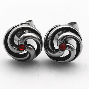 Pendientes yunnique de acero de titanio con circonita roja, diseño geométrico, joyería de moda unisex - Product Image 1
