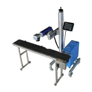 Máquina de marcação a laser on-line de co2 voadora da fibra para tubo de pvc, etiquetas da garrafa na linha de produção