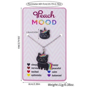 Kalung liontin hewan kartun <span class=keywords><strong>BFF</strong></span> baru, untuk anak-anak, sensitif suhu, bintang bulan kucing, teman baik, Set perhiasan - Product Image 2