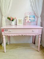 Coiffeuse rose sculptée de style français avec tiroir pour chambre à coucher